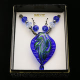 Mixit Gift Boxed Necklace-Earring-Set Blue/Silver-Tone
