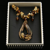 Mixit Gift Boxed Semi-Precious Necklace-Earring-Set Brown & Orange
