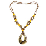 Mixit Gift Boxed Semi-Precious Necklace-Earring-Set Brown & Orange