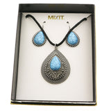 Mixit Gift Boxed Necklace-Earring-Set Silver-Tone/Blue