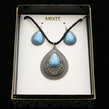 Mixit Gift Boxed Necklace-Earring-Set Silver-Tone/Blue