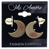 Mi Amore Cresent Moon Dangle-Earrings Gold-Tone/Pink