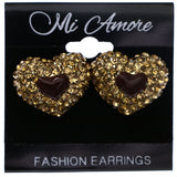 Mi Amore Heart Stud-Earrings Brown/Gold-Tone