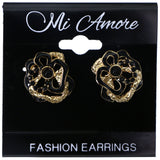 Mi Amore Flower Stud-Earrings Black/Gold-Tone