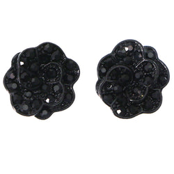 Mi Amore Flower Stud-Earrings Black