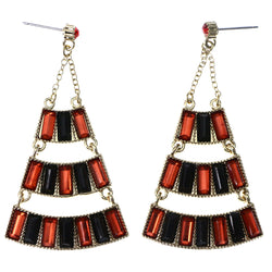 Mi Amore Drop-Dangle-Earrings Red/Gold-Tone