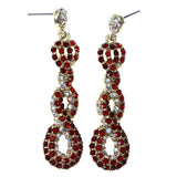 Mi Amore AB Finish Drop-Dangle-Earrings Red/Gold-Tone