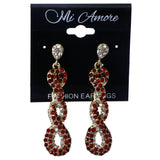 Mi Amore AB Finish Drop-Dangle-Earrings Red/Gold-Tone