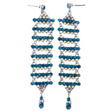 Mi Amore AB Finish Drop-Dangle-Earrings Blue/Silver-Tone