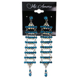 Mi Amore AB Finish Drop-Dangle-Earrings Blue/Silver-Tone