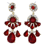 Mi Amore Drop-Dangle-Earrings Red/Gold-Tone