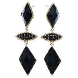 Mi Amore Faceted Drop-Dangle-Earrings Black/Gold-Tone