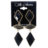 Mi Amore Faceted Drop-Dangle-Earrings Black/Gold-Tone