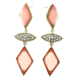 Mi Amore Faceted Drop-Dangle-Earrings Pink/Gold-Tone