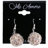 Mi Amore Wire Wrap Dangle-Earrings Silver-Tone/Peach