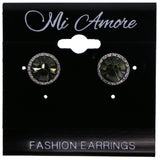 Mi Amore Post-Earrings Green/Silver-Tone