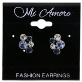 Mi Amore Post-Earrings Blue/Silver-Tone