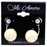Mi Amore AB Finish Post-Earrings Silver-Tone/White