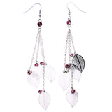 Mi Amore Leaf Dangle-Earrings Silver-Tone/Pink