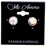 Mi Amore AB Finish Stud-Earrings Silver-Tone/Multicolor