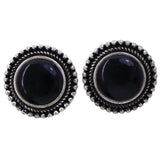 Mi Amore Antiqued Post-Earrings Black/Silver-Tone