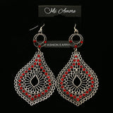 Mi Amore Dangle-Earrings Silver-Tone/Red