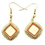 Mi Amore Acrylic Gem Dangle-Earrings Gold-Tone/Peach