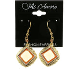 Mi Amore Acrylic Gem Dangle-Earrings Gold-Tone/Peach