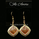 Mi Amore Acrylic Gem Dangle-Earrings Gold-Tone/Peach