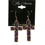 Mi Amore Cross Dangle-Earrings Gold-Tone/Purple