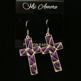 Mi Amore Cross Dangle-Earrings Gold-Tone/Purple