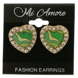 Mi Amore Heart Dangle-Earrings Gold-Tone/Green