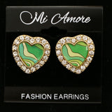 Mi Amore Heart Dangle-Earrings Gold-Tone/Green