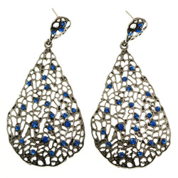 Mi Amore Crystal Accented Dangle-Earrings Dark-Silver/Blue