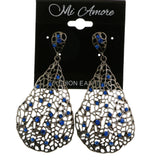 Mi Amore Crystal Accented Dangle-Earrings Dark-Silver/Blue