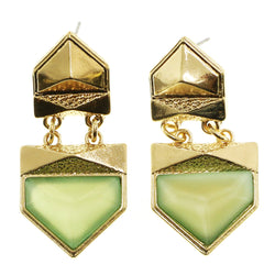 Mi Amore Acrylic Gem Dangle-Earrings Gold-Tone/Green