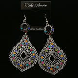 Mi Amore Crystal Dangle-Earrings Silver-Tone/Multicolor