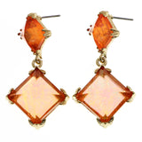 Mi Amore Acrylic Gem Dangle-Earrings Gold-Tone/Orange