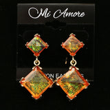 Mi Amore Acrylic Gem Dangle-Earrings Gold-Tone/Orange