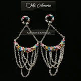 Mi Amore Crystal Chandelier-Earrings Silver-Tone/Multicolor