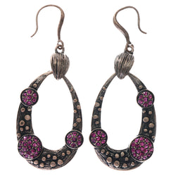 Mi Amore Antiqued Dangle-Earrings Bronze-Tone/Pink