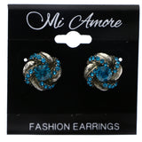 Mi Amore Knot Stud-Earrings Blue/Silver-Tone