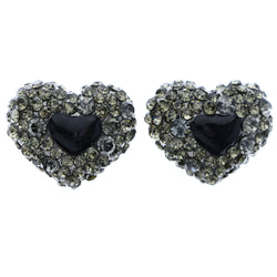 Mi Amore Heart Stud-Earrings Black/Silver-Tone