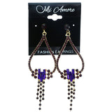 Mi Amore Drop-Dangle-Earrings Purple/Gold-Tone