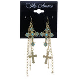 Mi Amore Cross Tassel Dangle-Earrings Gold-Tone & Blue