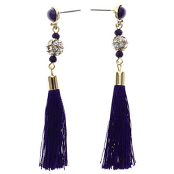 Mi Amore Tassel Drop-Dangle-Earrings Purple/Gold-Tone