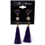 Mi Amore Tassel Drop-Dangle-Earrings Purple/Gold-Tone