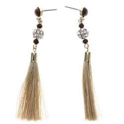 Mi Amore Tassel Drop-Dangle-Earrings Brown/Gold-Tone