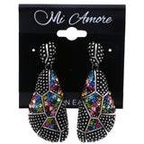 Mi Amore Antiqued Drop-Dangle-Earrings Silver-Tone/Multicolor