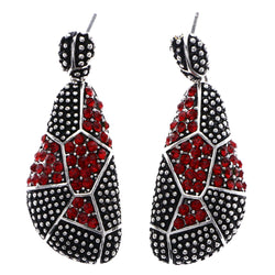 Mi Amore Antiqued Drop-Dangle-Earrings Silver-Tone/Red